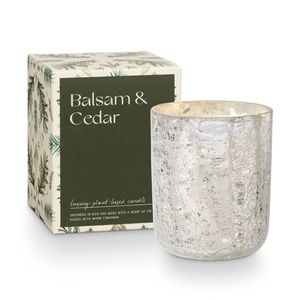 Balsam & Cedar Small Boxed Crackle Glass Candle - new in box